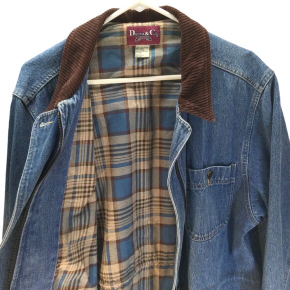 Denim & Co Womens L Jean Jacket Zipper-Front with3- Buttons  Pockets Draw String - Picture 8 of 14